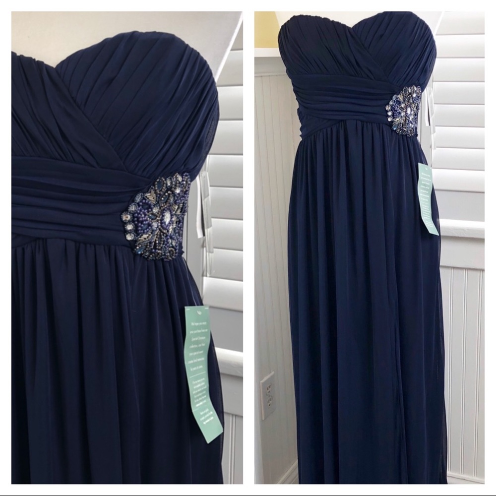 My Michelle NWT Navy Blue Formal Full-Length Gown